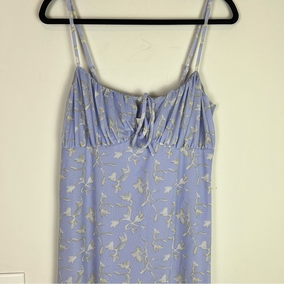 Anthropologie Blue Floral Slip Midi Dress Large NWT Feminine Cottagecore - Picture 3 of 11
